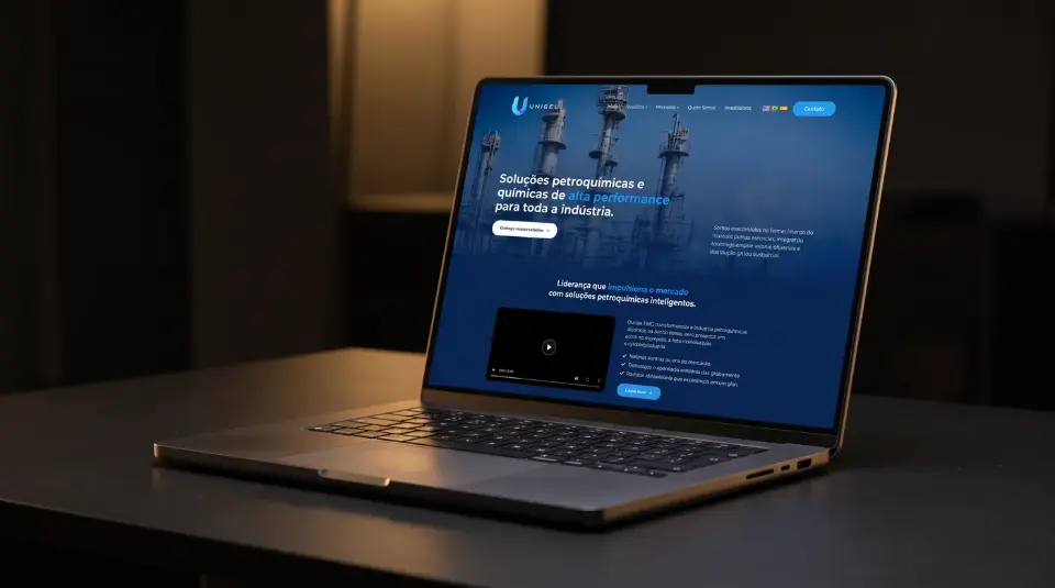 Site Unigel em computador e celular, projeto da MD Marketing Digital