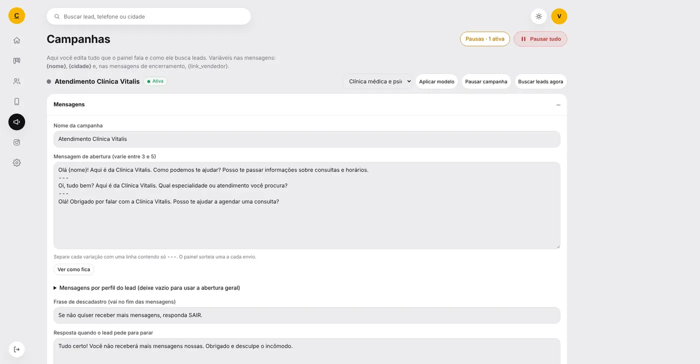 Painel no computador: Mensagens