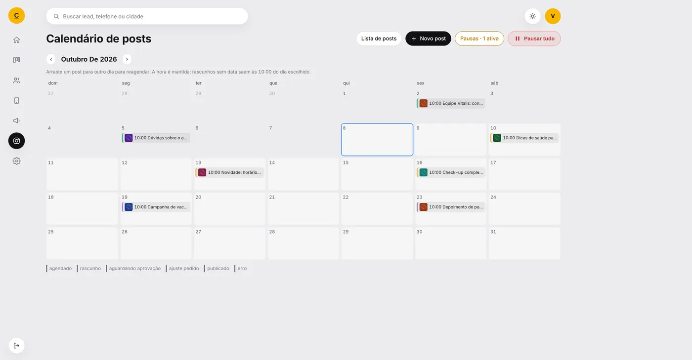 Painel no computador: Calendário