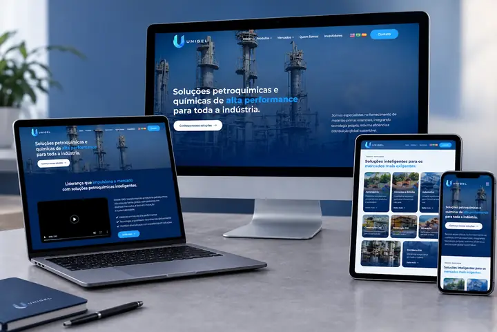 Site Unigel em diferentes telas