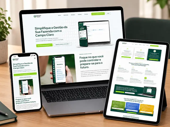 Site Campo Claro em diferentes telas